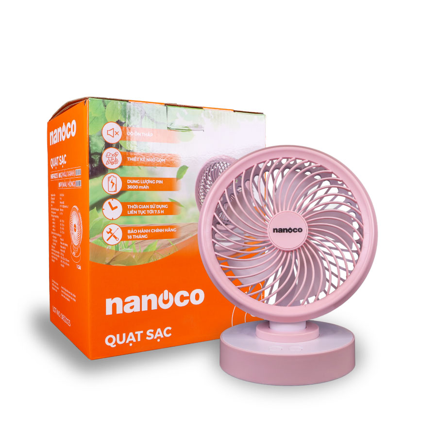 Quạt sạc điện Nanoco NRF6213G/P có chức năng xoay