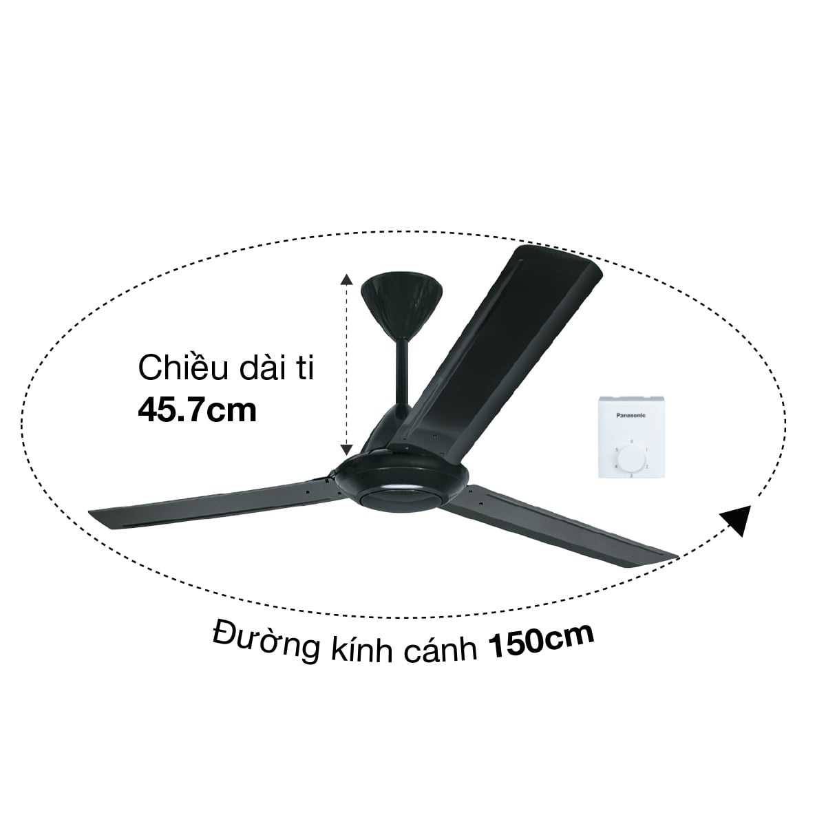 Quạt trần Panasonic 3 cánh F-60MZ2-K Ø150cm