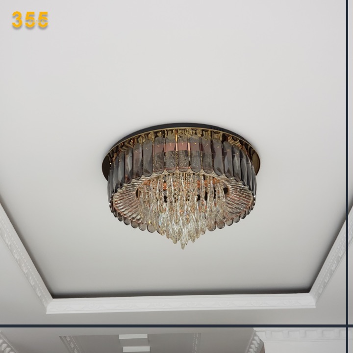 Đèn ốp trần pha lê K9 cao cấp Ø800*H500, Led 3 CĐ, có remote