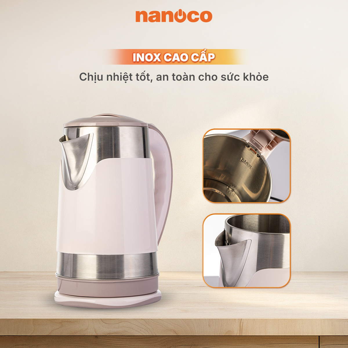 Bình đun nước siêu tốc NANOCO NKT3018BR