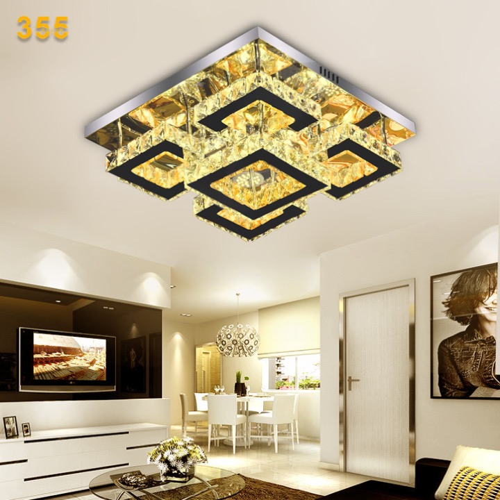 Đèn ốp trần pha lê Ø600 X H140 - LED 3 CĐ