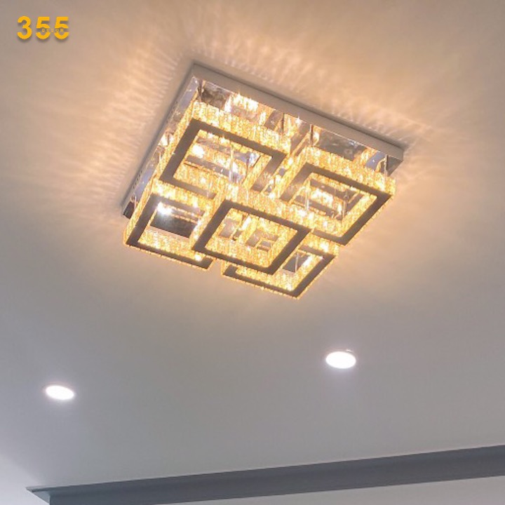 Đèn ốp trần pha lê Ø600 X H140 - LED 3 CĐ