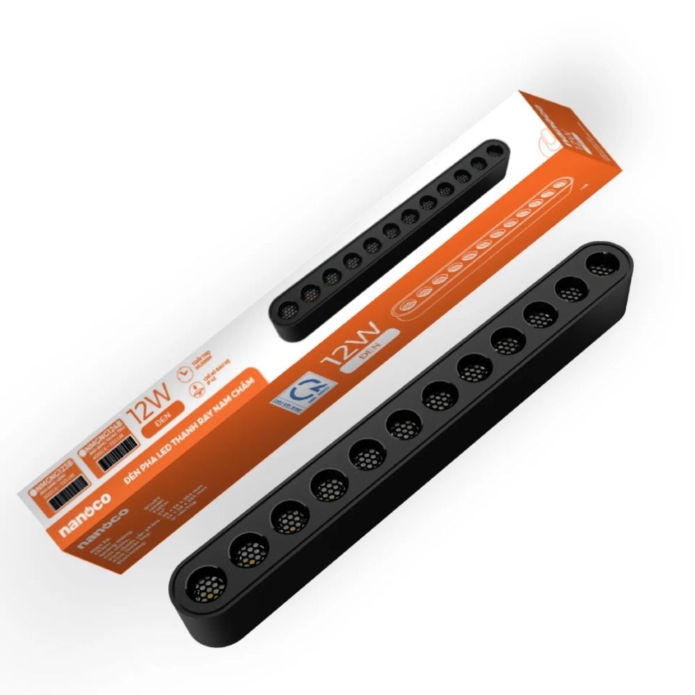 Đèn Led thanh ray nam châm Nanoco 12W mặt lưới