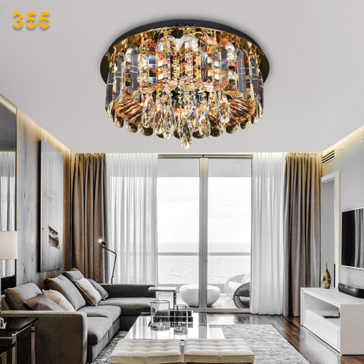 Đèn ốp trần pha lê K9 cao cấp Ø600*H450, Led 3 CĐ, có remote