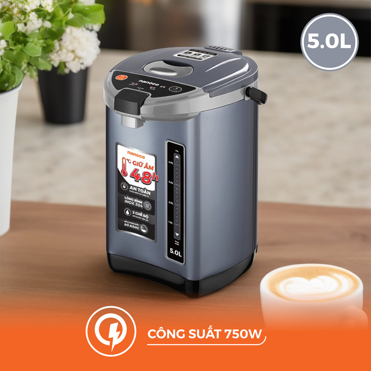 Bình thủy điện Nanoco NETF500 màu Xanh đen
