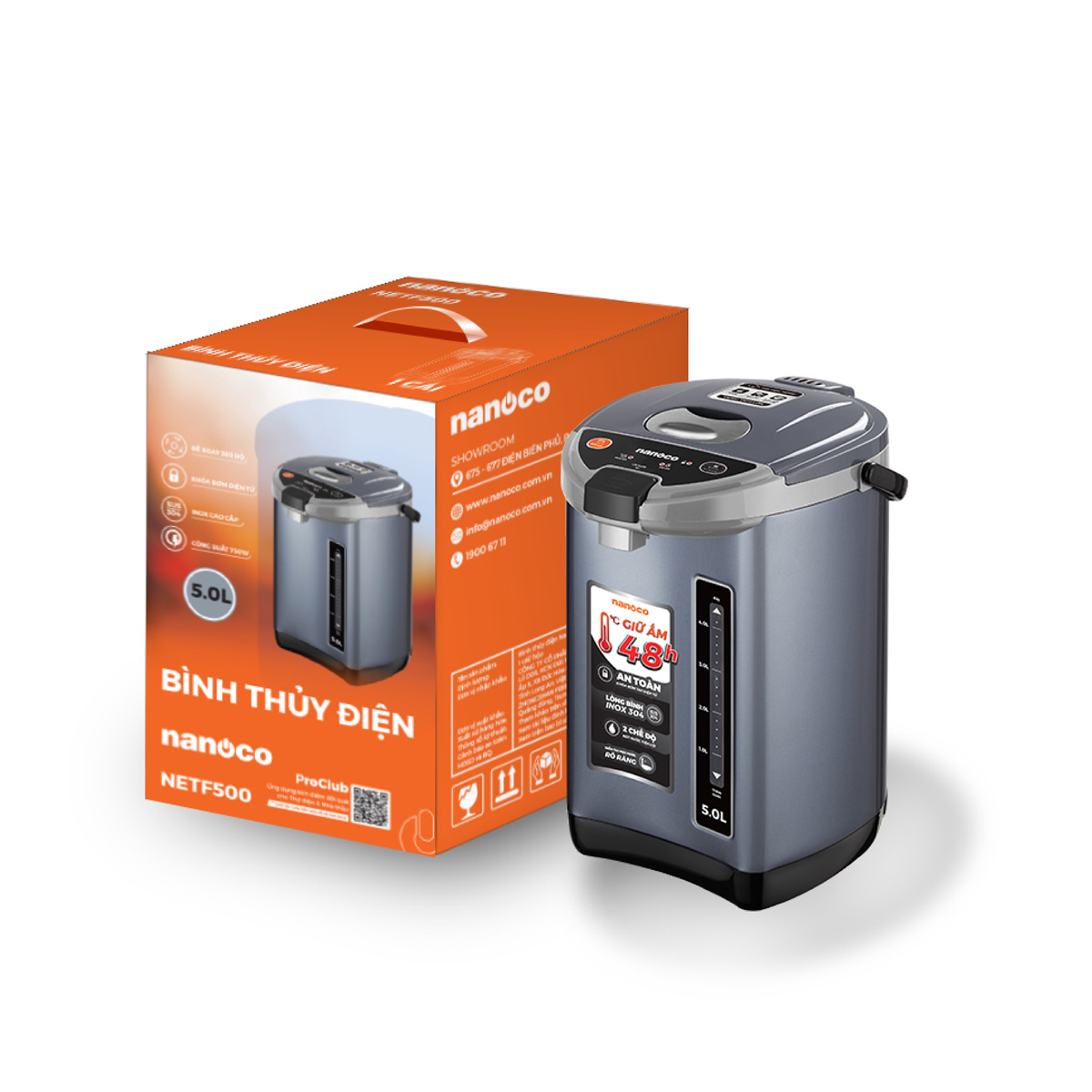 Bình thủy điện Nanoco NETF500 màu Xanh đen