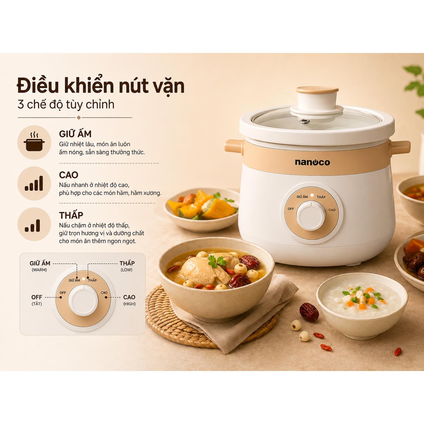 Nồi nấu chậm Nanoco NSC3215