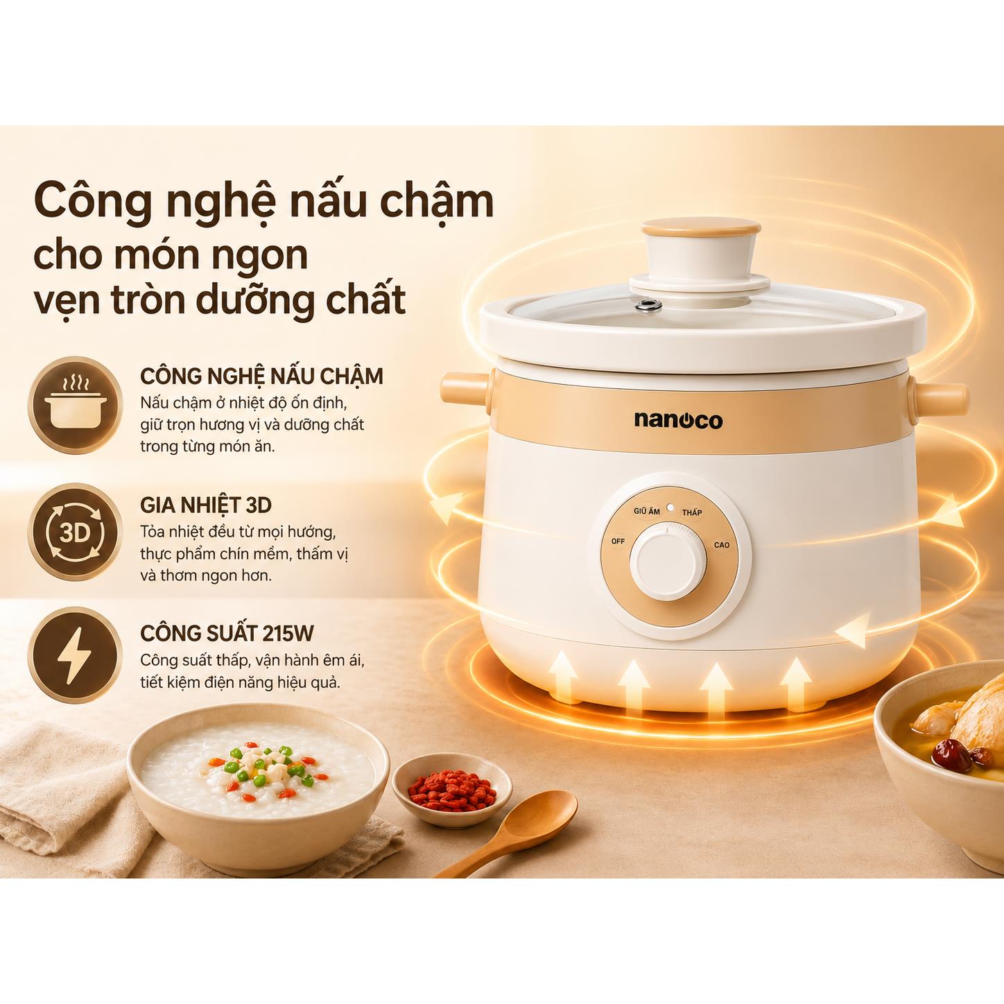 Nồi nấu chậm Nanoco NSC3215