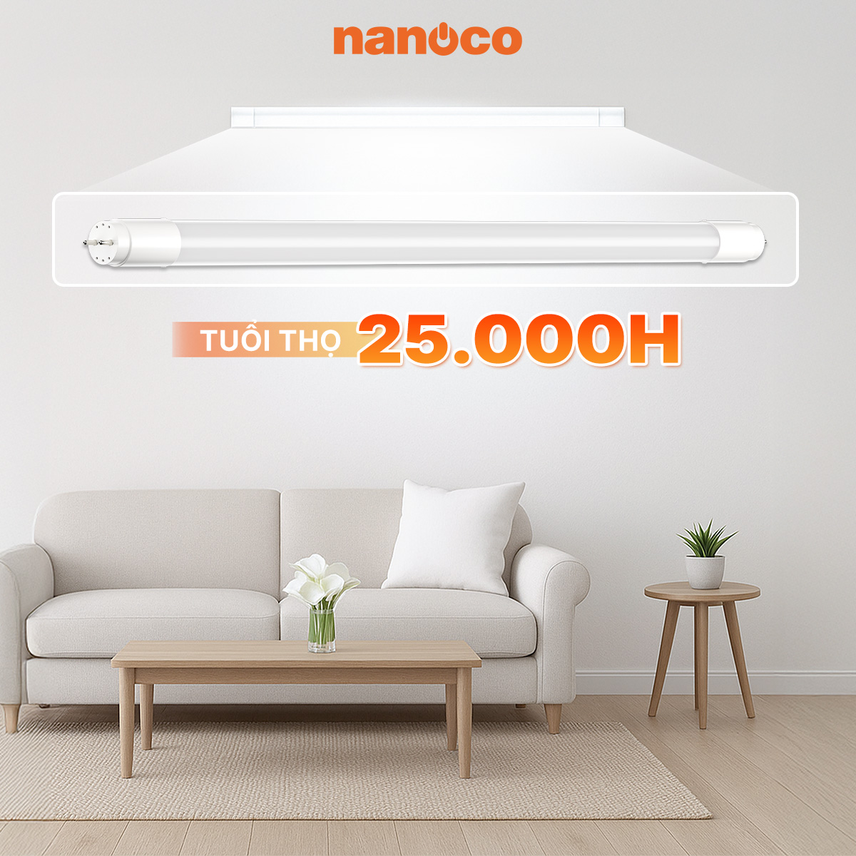 Đèn Led Tuýp T8 Lite Series Nanoco 10W 0.6m Thuỷ Tinh bọc nhựa
