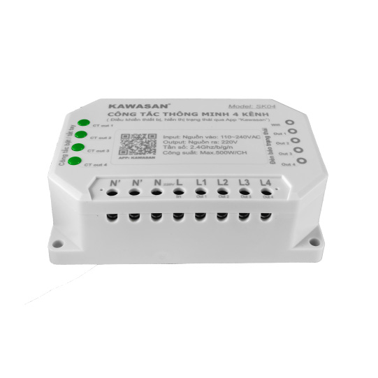 Công tắc điều khiển từ xa 4 kênh Kawasan SK04 500W
