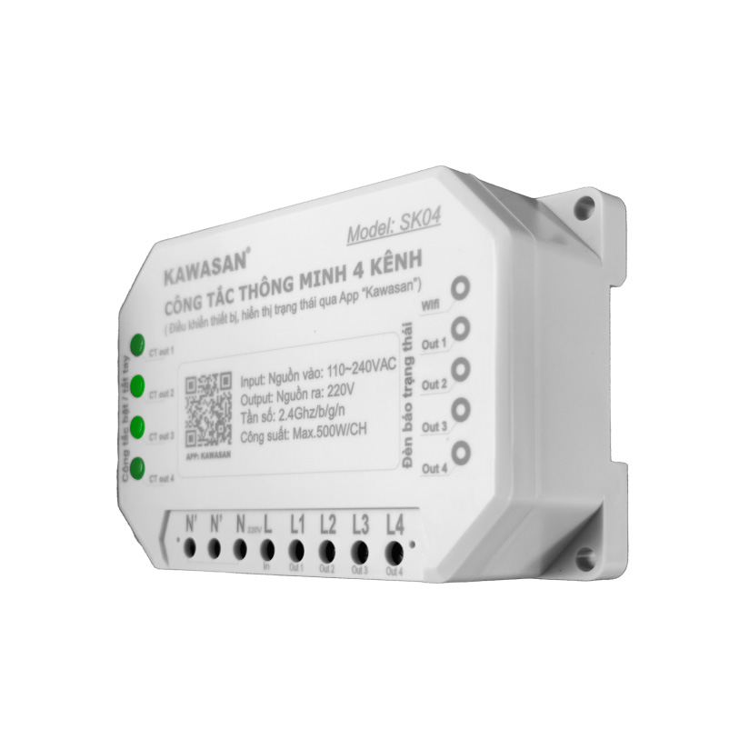 Công tắc điều khiển từ xa 4 kênh Kawasan SK04 500W