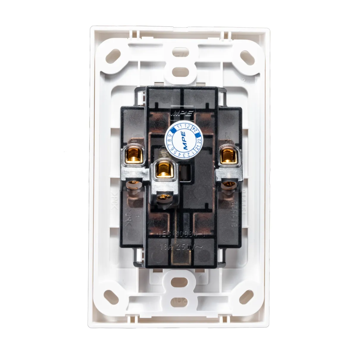 Ổ cắm đôi 3 chấu MPE A20UES2N đế liền 16A