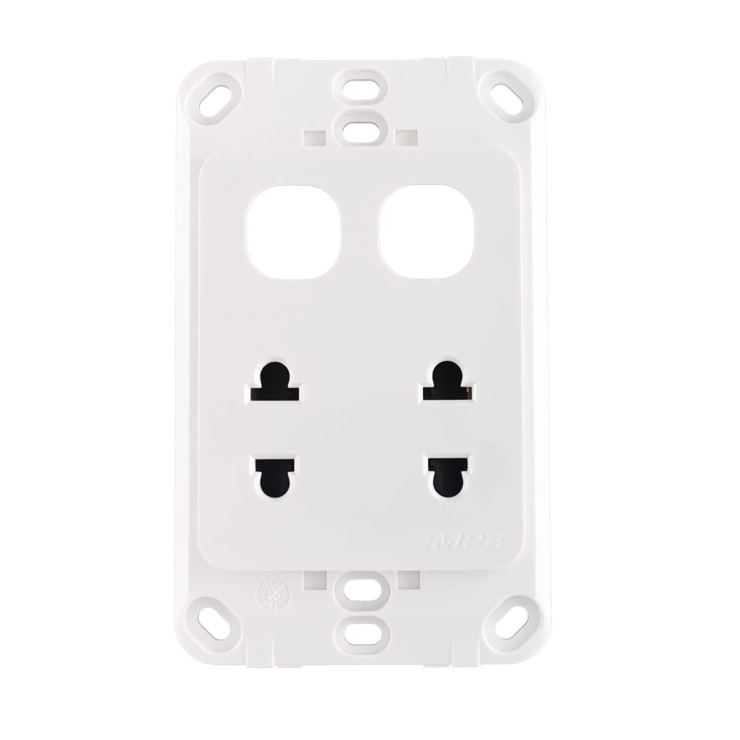 Ổ cắm đôi 3 chấu MPE A20UES2N đế liền 16A