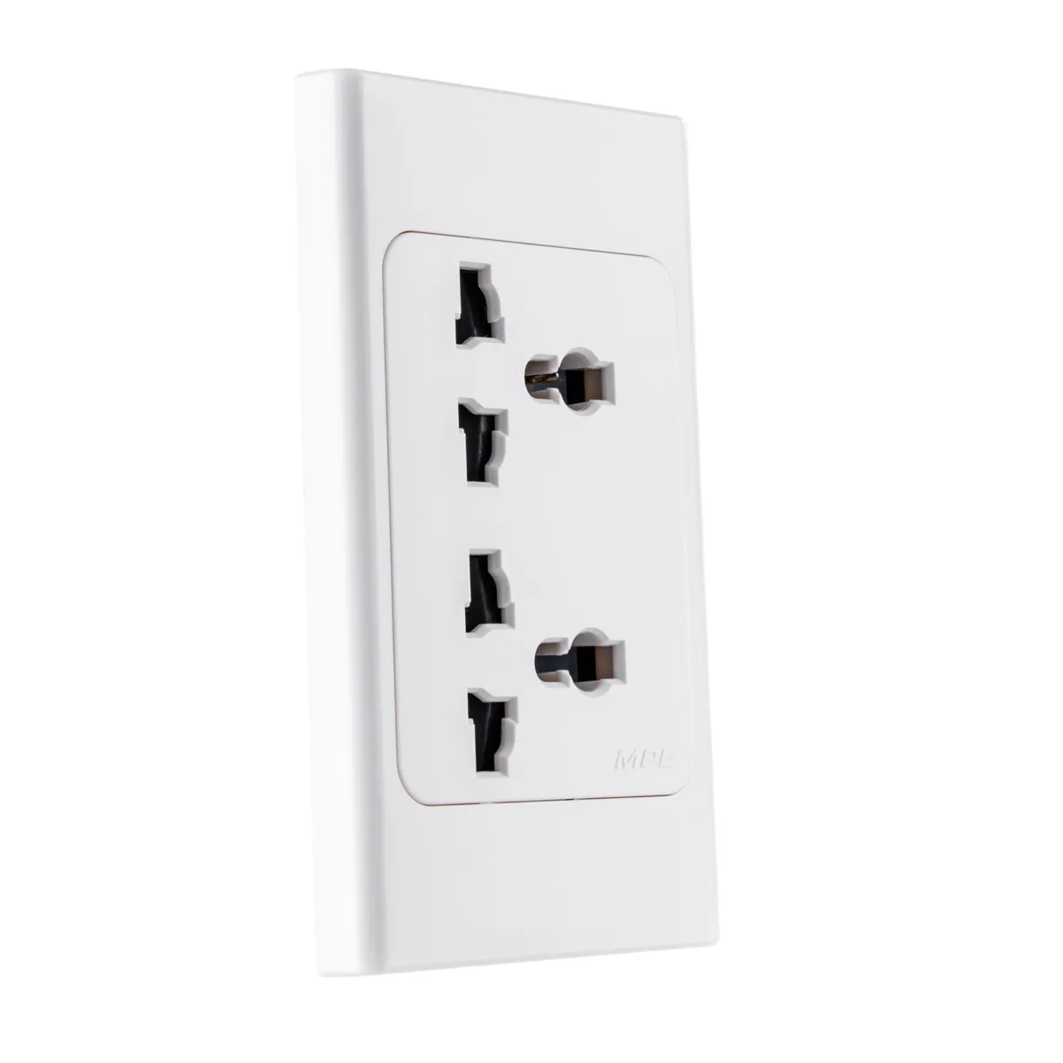 Ổ cắm đôi 3 chấu MPE A20UESM2N đa năng đế liền 16A