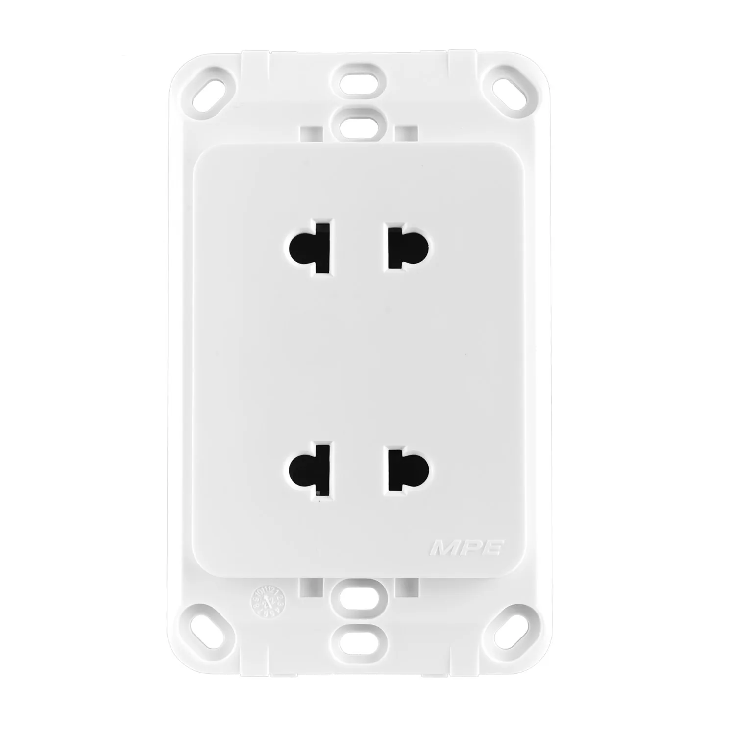 Ổ cắm MPE 2 chấu A20US2N đế liền 16A