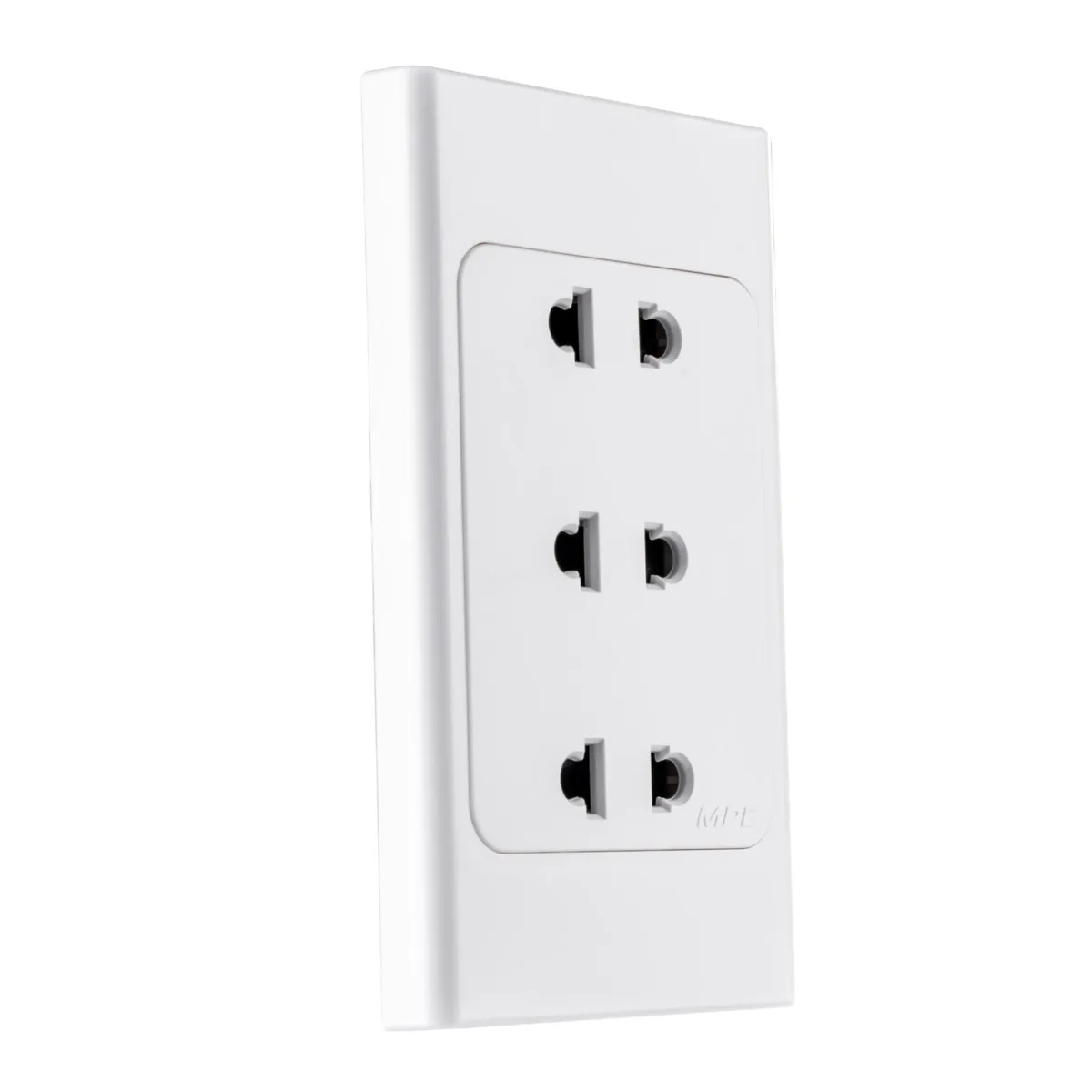 Bộ ổ cắm đơn MPE 3 Ổ cắm 2 chấu A20US3N đế liền 16A