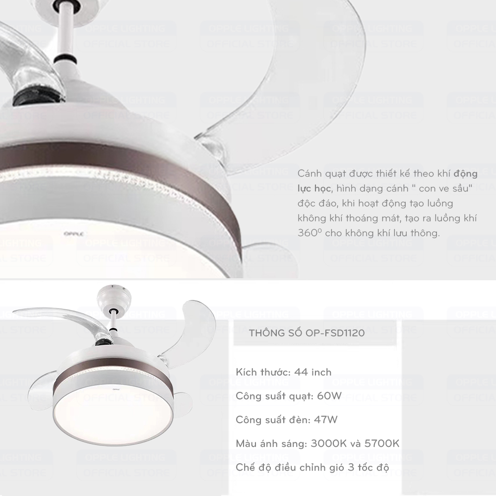 Quạt trần đèn Opple OP-FSD1120-D0.5x90TT-02