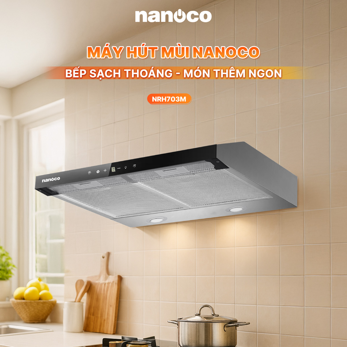 Máy hút mùi Nanoco NRH703M 130W