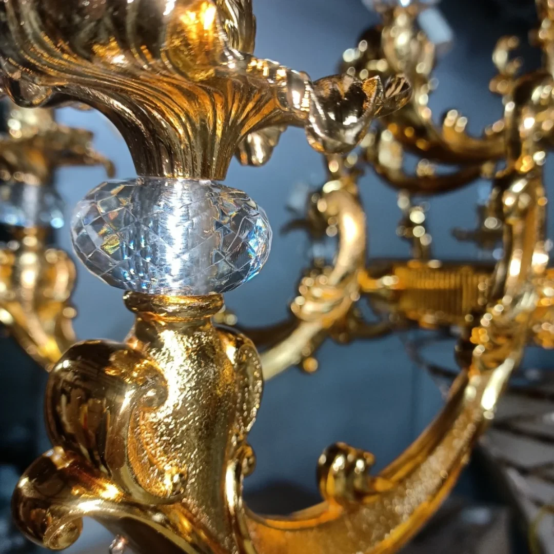 Đèn Chùm Nến Pha Lê Ø700, E14*6 - Trên Tay + LED - Lớp Pha Lê