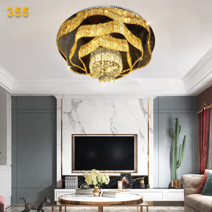 Đèn ốp trần pha lê Ø600 X H170 - LED 3 CĐ