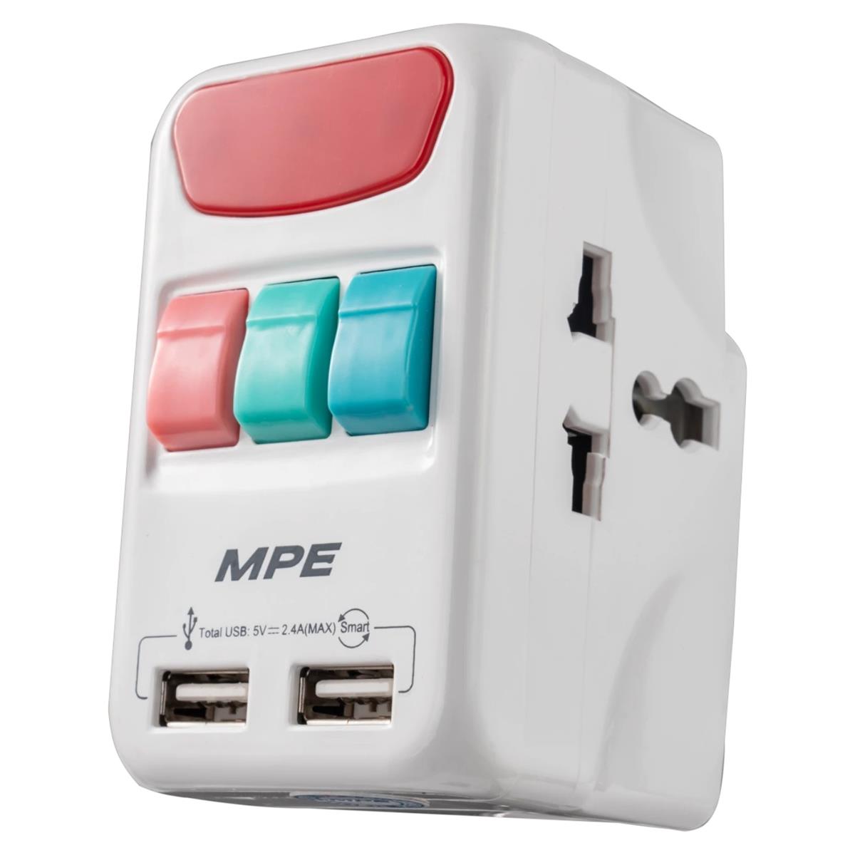 Ổ cắm du lịch đa năng MPE, Tích hợp 2 cổng USB mã TA4