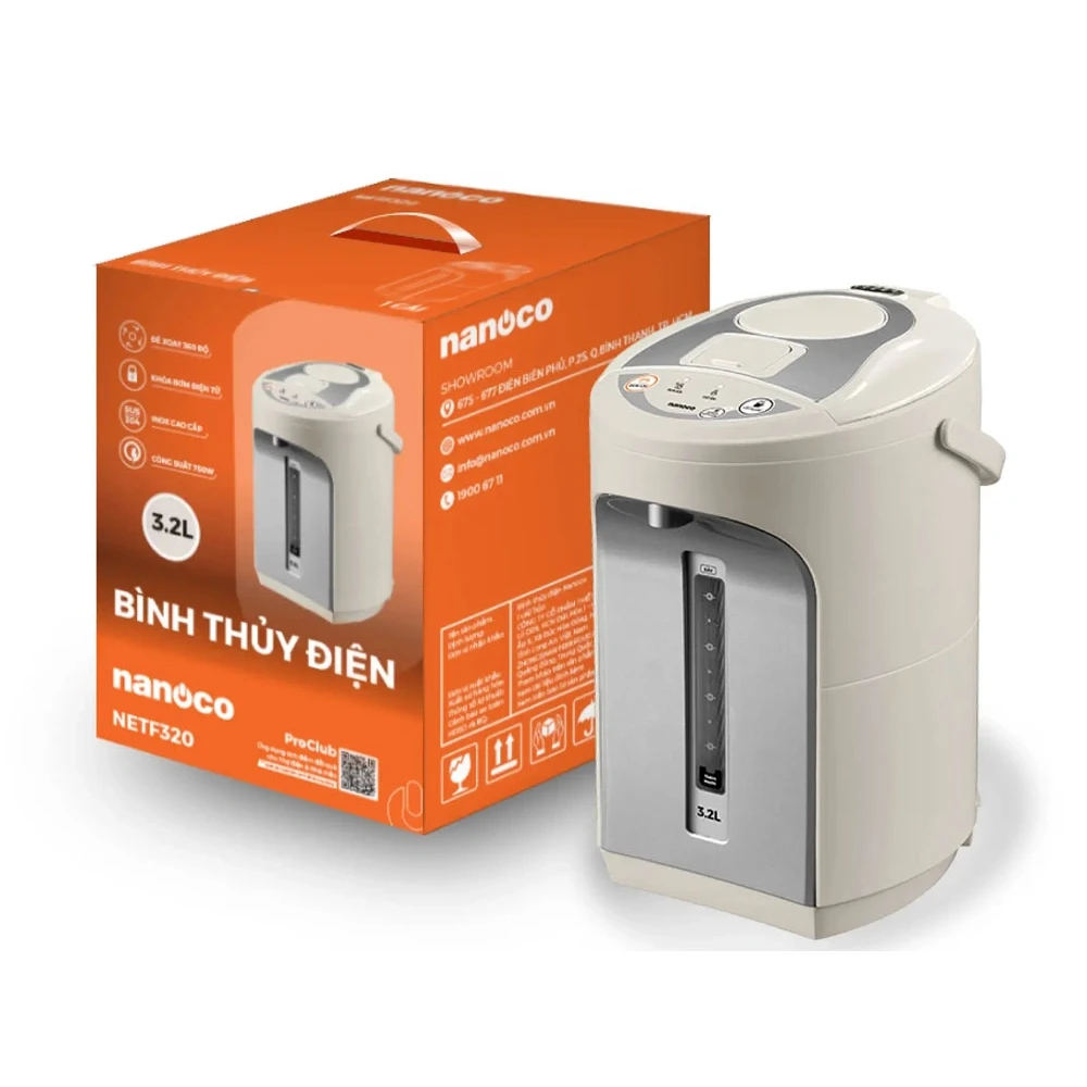 Bình thủy điện Nanoco NETF320 màu Beige