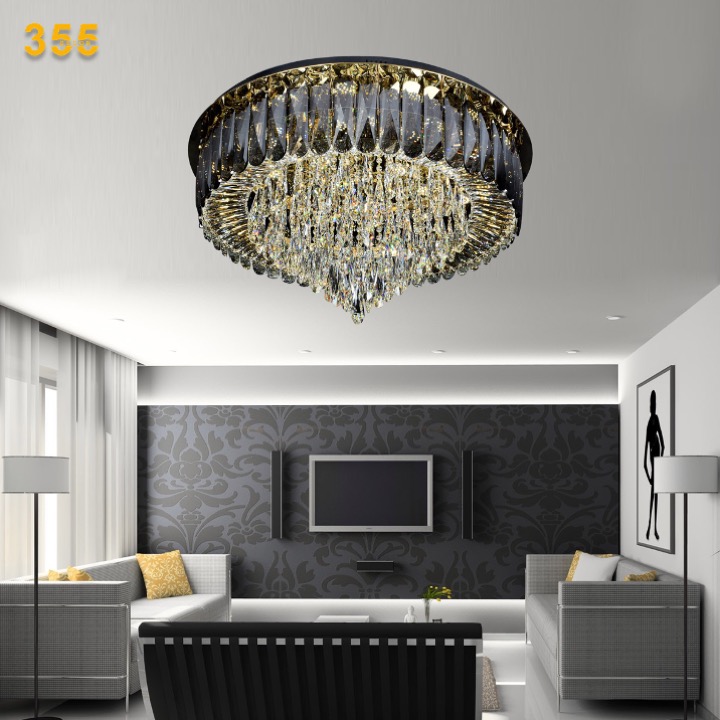 Đèn ốp trần pha lê K9 cao cấp Ø1000*H550, Led 3 CĐ, có remote
