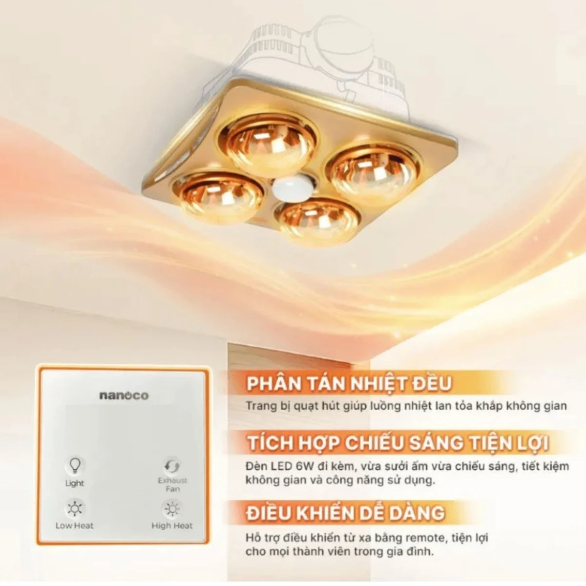 Đèn sưởi âm trần Nanoco NBHR401G 1100W