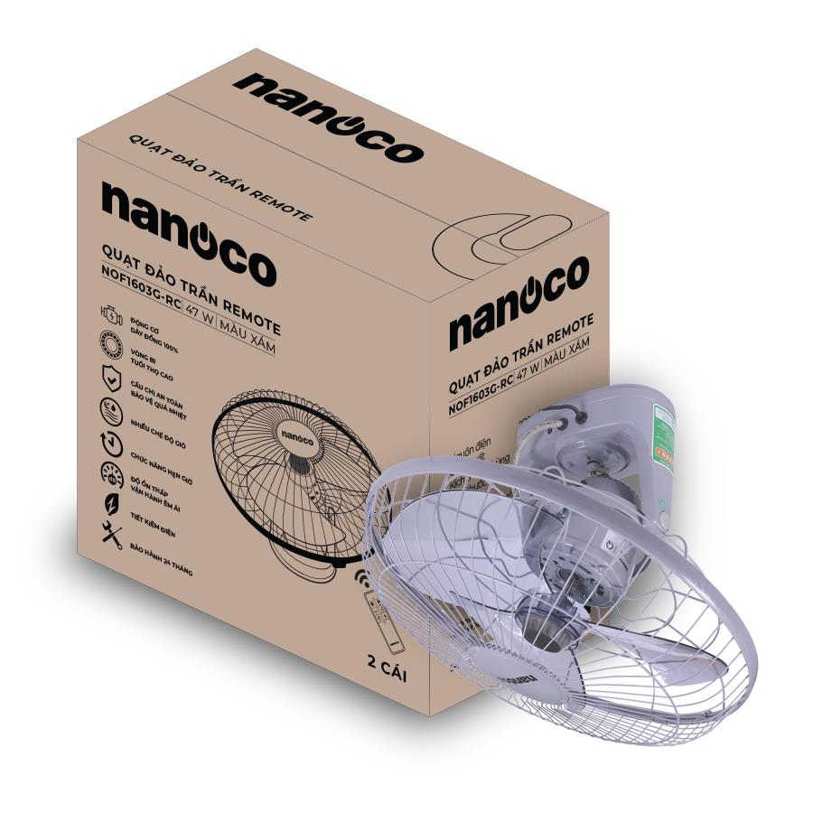 Quạt đảo trần Nanoco NOF1603G-RC 47W màu xám