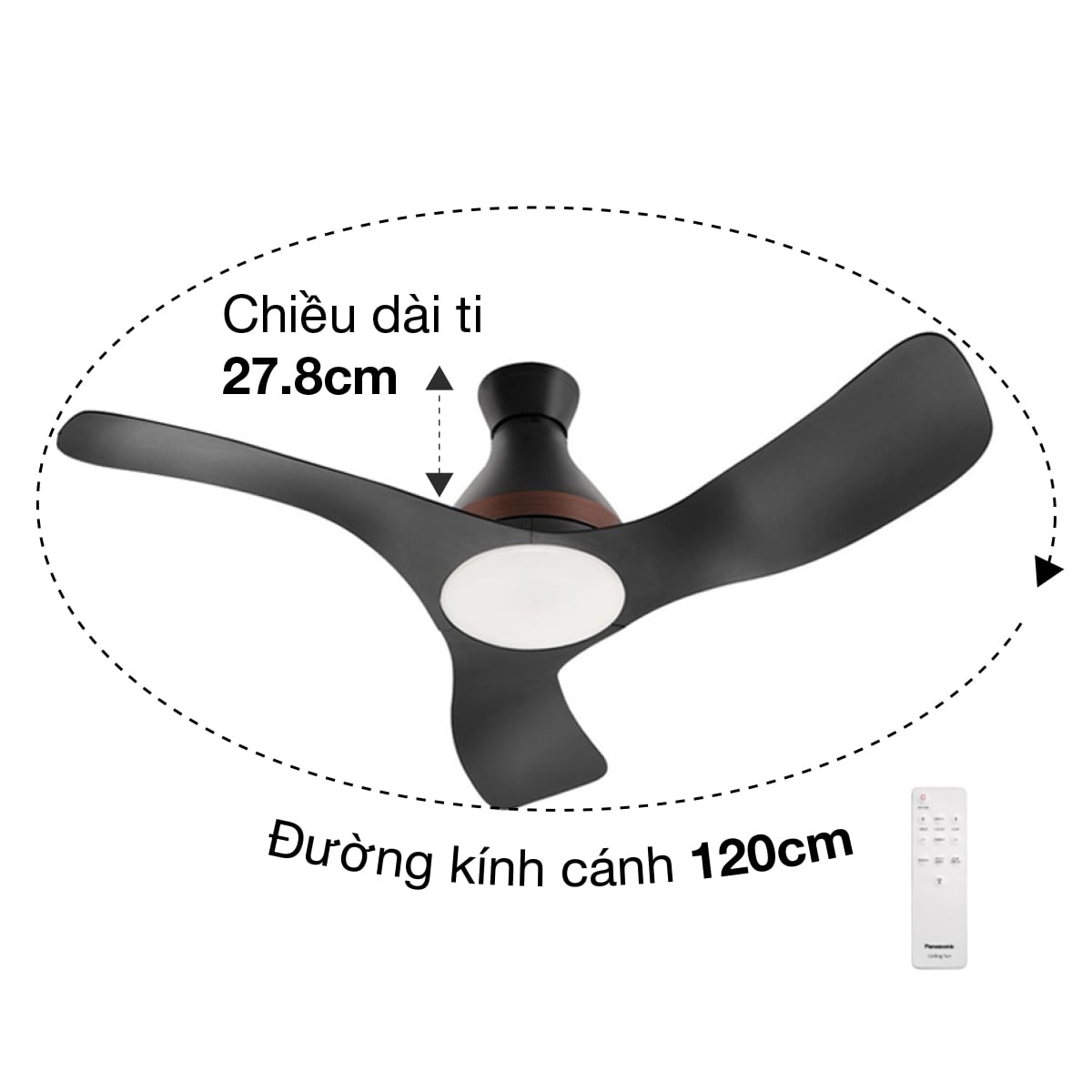 Quạt trần đèn Panasonic 3 cánh F-48DGL Ø120cm