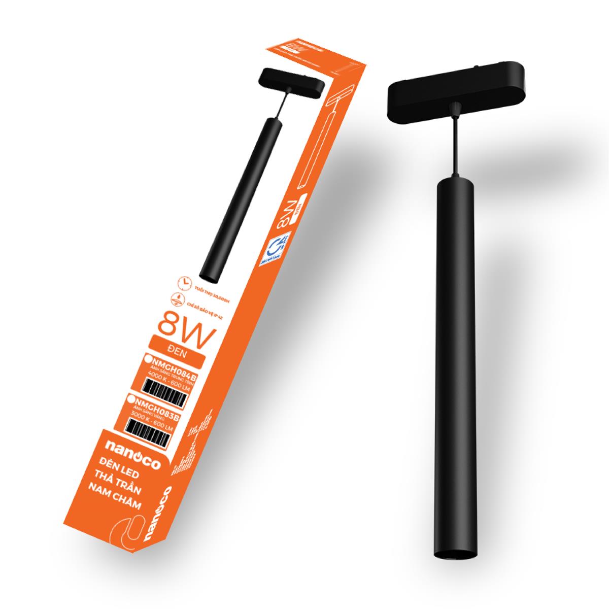 Đèn Led thanh ray nam châm thả trần Nanoco 8W