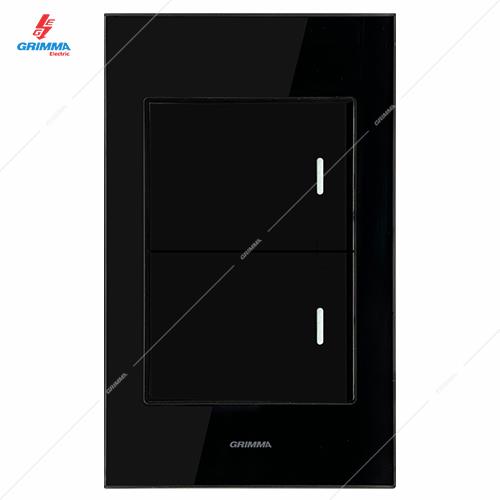 Bộ công tắc đôi 2 chiều Grimma, mặt kính cường lực G6 series G6GLBK22