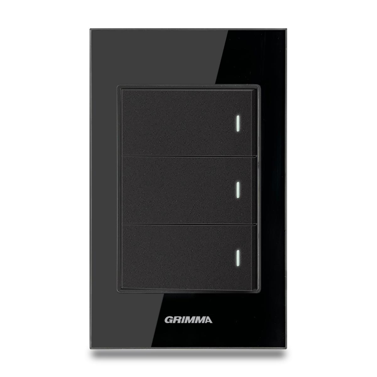 Bộ công tắc ba 1 chiều Grimma, mặt kính cường lực G6 series G6GLBK31