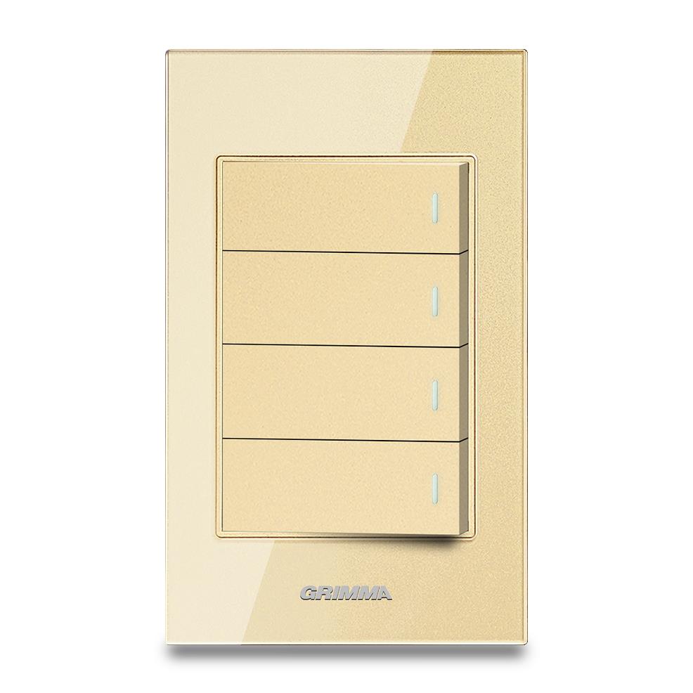 Bộ công tắc bốn 2 chiều Grimma, mặt kính cường lực G6 series G6GLBK42