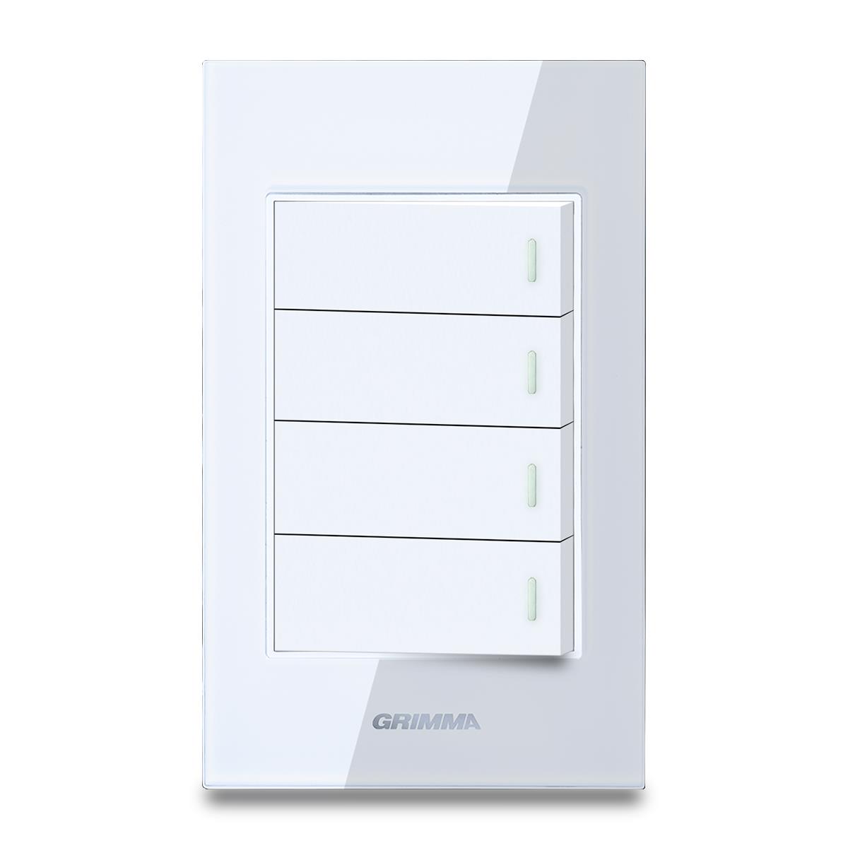 Bộ công tắc bốn 2 chiều Grimma, mặt kính cường lực G6 series G6GLBK42