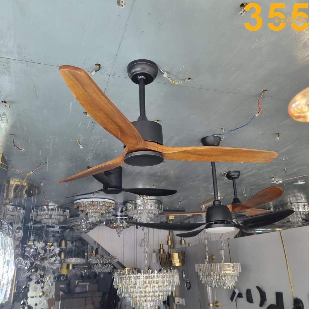 Quạt trần 355 Decor QT5209 3 cánh gỗ tự nhiên Ø132cm