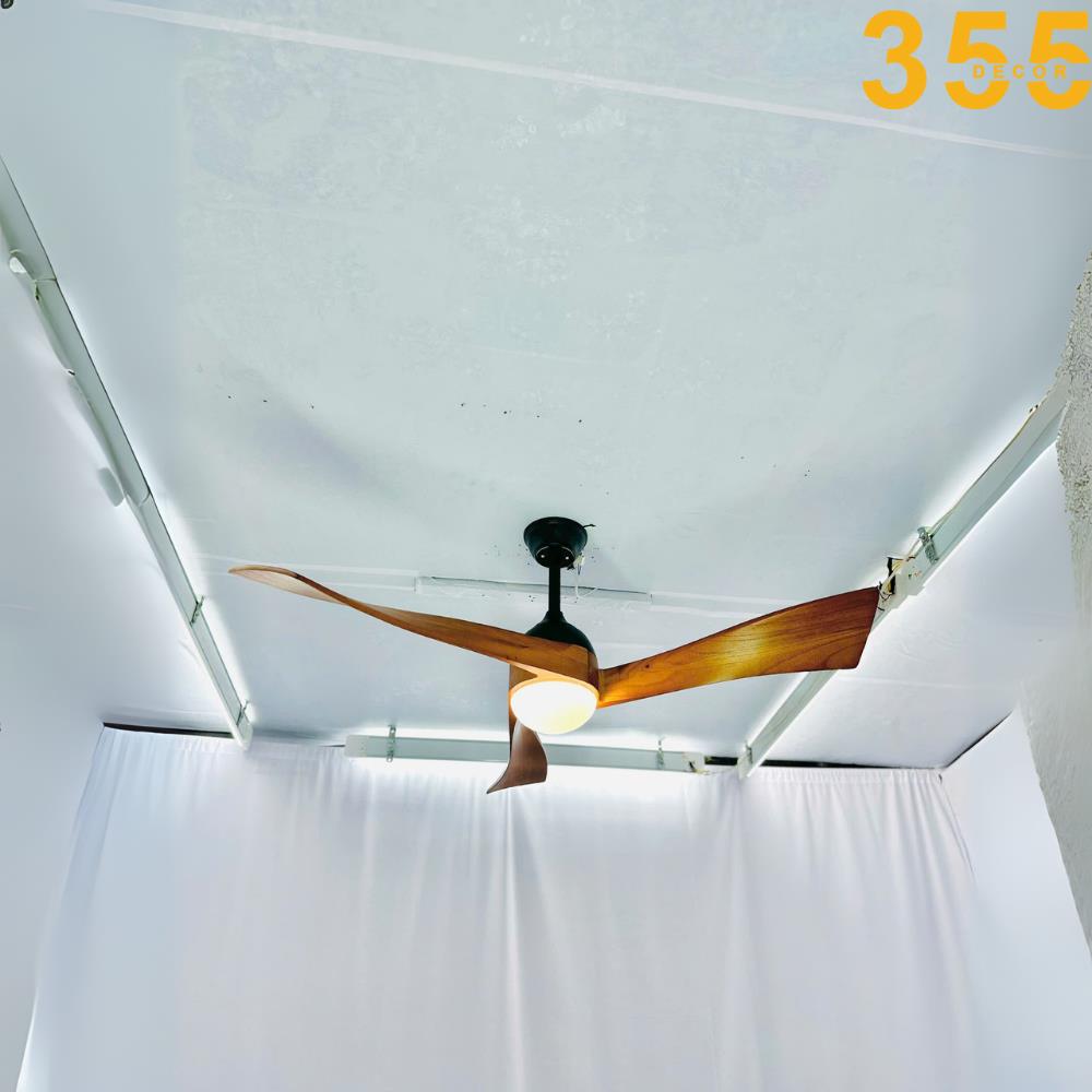 Quạt trần đèn 3 cánh gỗ 355 Decor QT52 Ø132cm