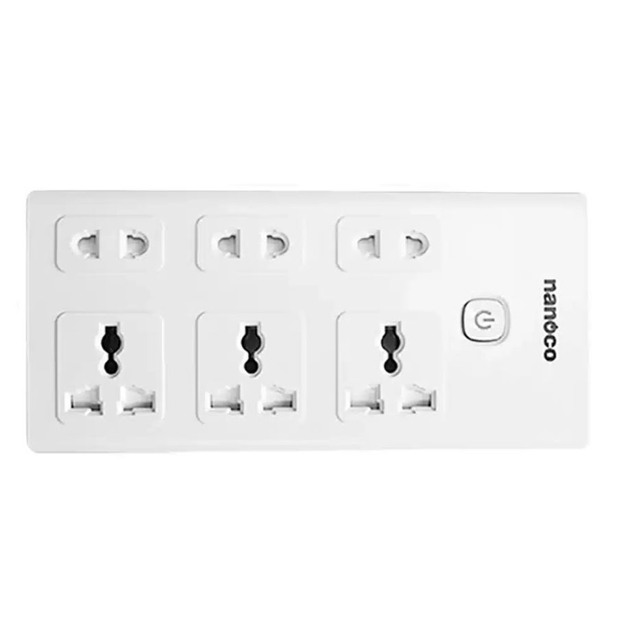 Ổ cắm kéo dài Nanoco NES3332 3 lỗ cắm đa năng, 3 lỗ cắm 2 chấu và 1 công tắc