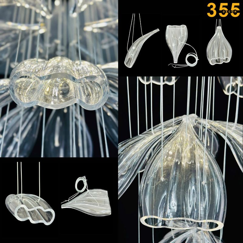 Đèn thả chao thủy tinh 355 Decor THD32 Ø800*H1500
