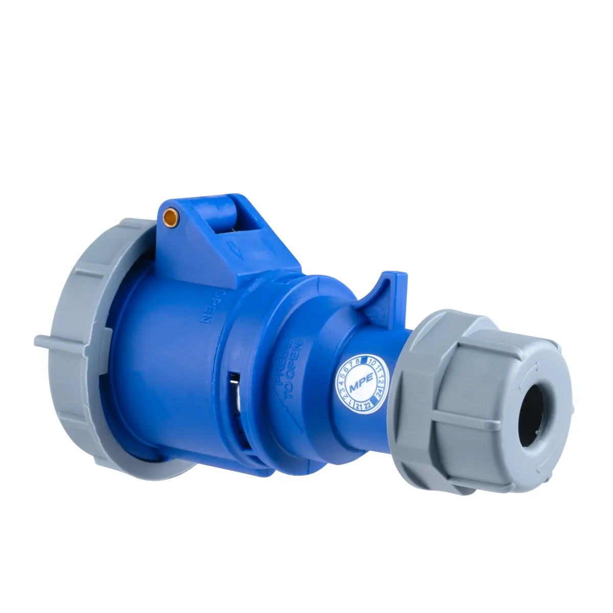 Ổ cắm công nghiệp 1 pha MPE di động có kẹp giữ dây 240V 2P+E IP67