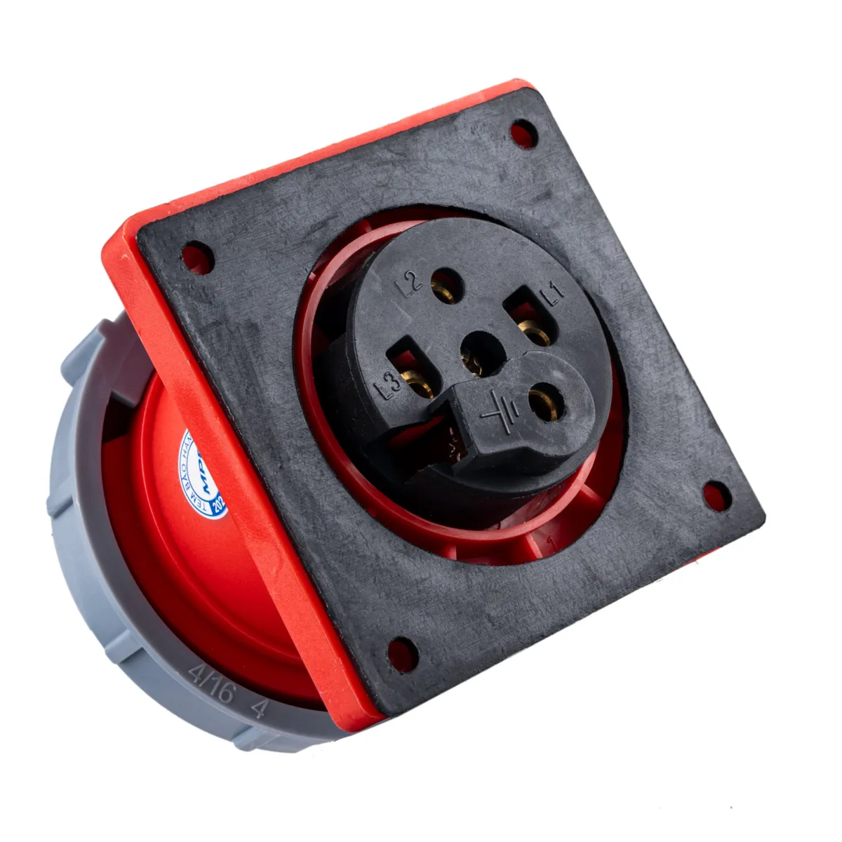 Ổ cắm công nghiệp 3 pha MPE loại cố định bắt trên bảng điện 380V-415V 3P+E IP67