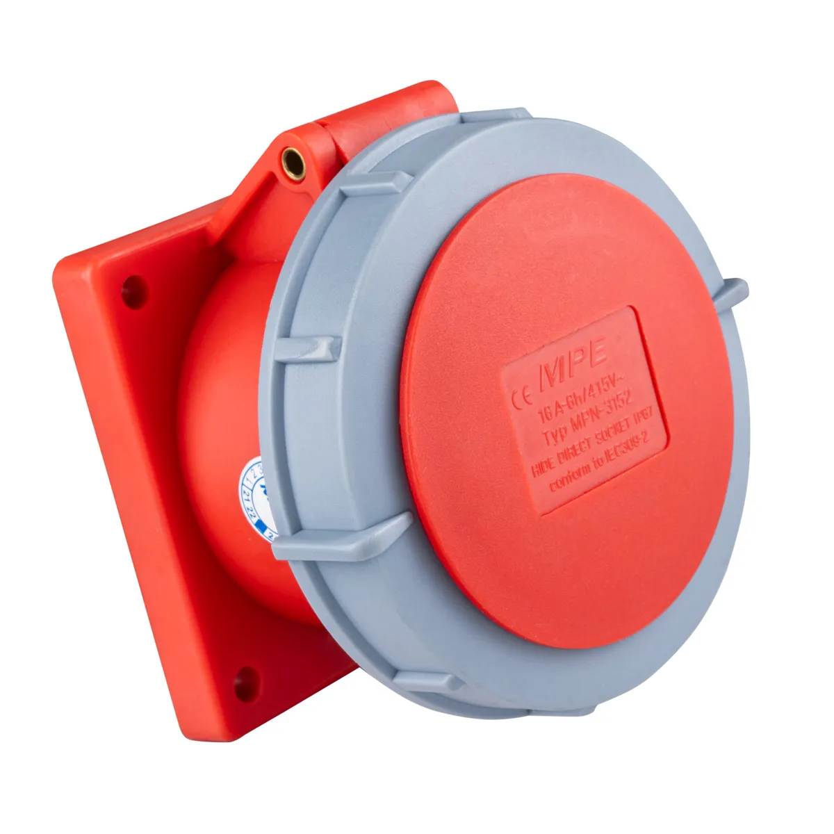 Ổ cắm công nghiệp 3 pha MPE loại cố định bắt trên bảng điện 380/415V 3P+N+E IP67