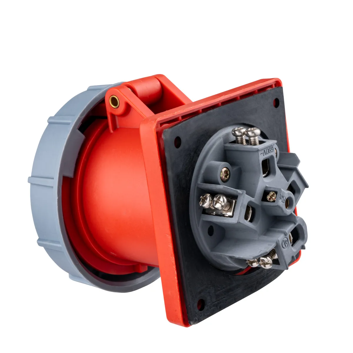 Ổ cắm công nghiệp 3 pha MPE loại cố định bắt trên bảng điện 63A 380/415V 3P+E IP67