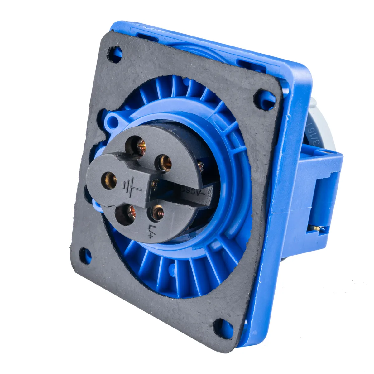 Ổ cắm công nghiệp 3 pha MPE loại cố định bắt trên bảng điện loại xéo 220-240V-2P+E IP67