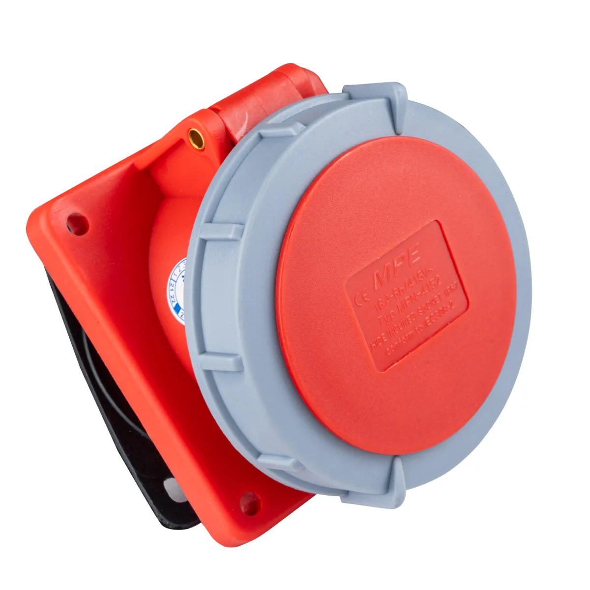 Ổ cắm công nghiệp 3 pha MPE loại cố định bắt trên bảng điện loại xéo 380-415V 3P+N+E IP67