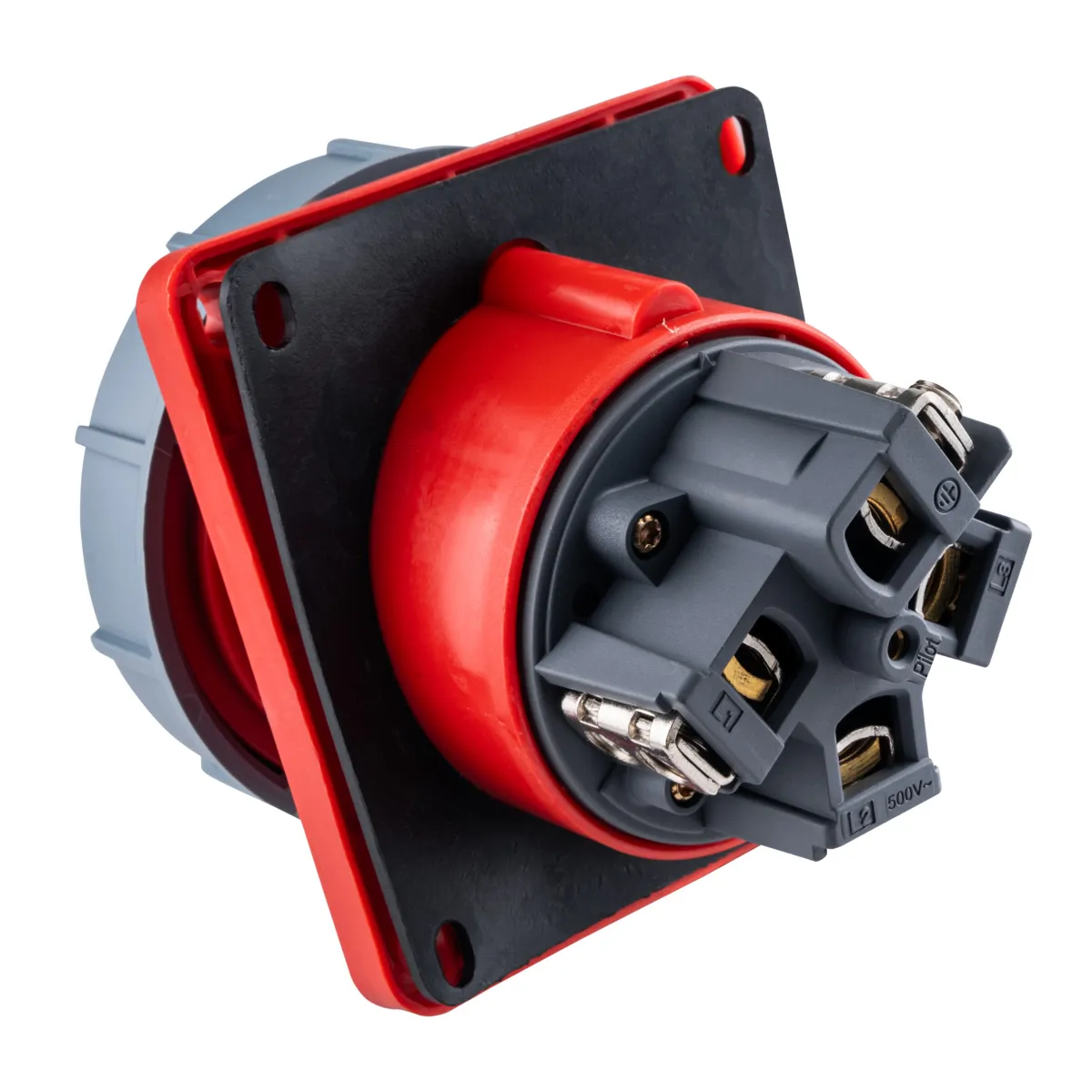 Ổ cắm công nghiệp 3 pha MPE loại cố định bắt trên bảng điện loại xéo 3P+E 380/415V IP67