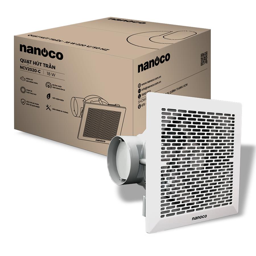 Quạt hút âm trần Nanoco NCV2020-C có ống dẫn