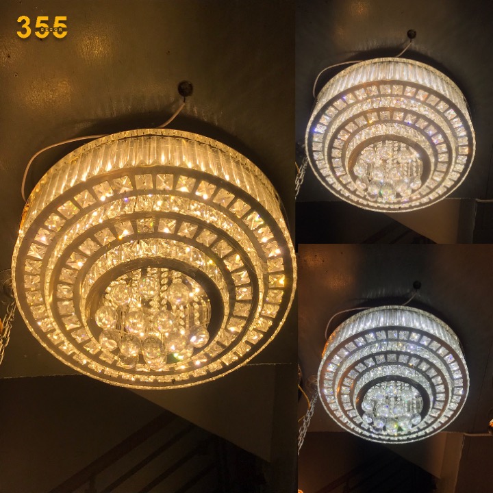 Đèn ốp trần pha lê 355 Decor OTPL81068 Ø600*H170LED 3 CĐ