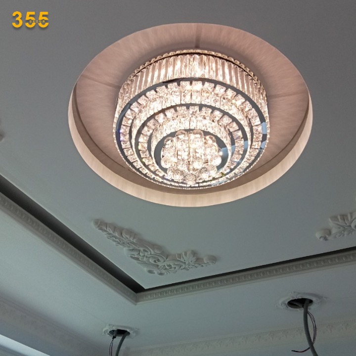 Đèn ốp trần pha lê 355 Decor OTPL81068 Ø600*H170LED 3 CĐ