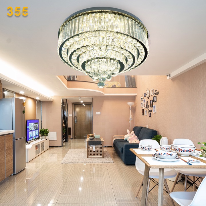 Đèn ốp trần pha lê 355 Decor OTPL81068 Ø600*H170LED 3 CĐ